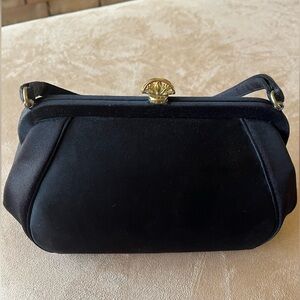 Vintage Morris Moskowitz Black Satin Handbag